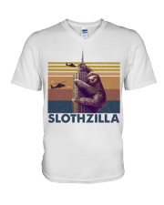 Slothzilla V-Neck T-Shirt thumbnail