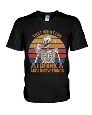 I Drink And I Know Things V-Neck T-Shirt tile