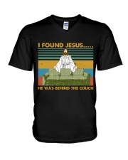 I Found Jesus V-Neck T-Shirt tile