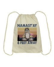 Namastay 6 Feet Away Drawstring Bag tile