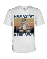 Namastay 6 Feet Away V-Neck T-Shirt tile