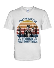 I Drink And I Know Things V-Neck T-Shirt tile