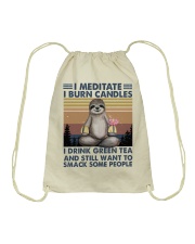 I Meditate I Burn Candles Drawstring Bag thumbnail
