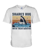 Sharks Hug With Their Mouths V-Neck T-Shirt tile