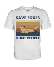 Save Foxes Hunt People V-Neck T-Shirt thumbnail