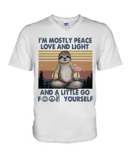 Im Mostly Peace Love Light V-Neck T-Shirt tile