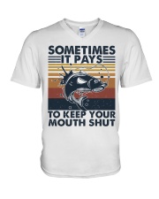Keep Your Mouth Shut V-Neck T-Shirt tile