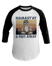 Namastay 6 Feet Away Baseball Tee tile