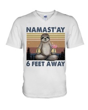 Namastay 6 Feet Away V-Neck T-Shirt tile