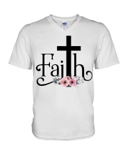 Faith Pink FLower V-Neck T-Shirt thumbnail