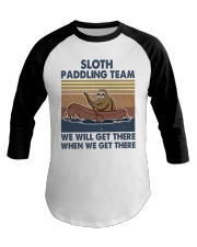 Sloth Paddling Team Baseball Tee tile
