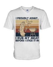 I Proudly Admit I Rub My Meat V-Neck T-Shirt tile