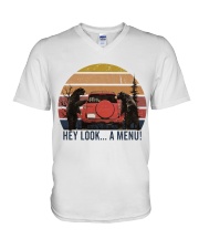 Hey Look A Menu Funny V-Neck T-Shirt tile