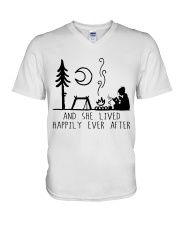 And She Lived Happily V-Neck T-Shirt tile