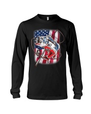 American Flag Fishing Shirt Vintage USA Bass Long Sleeve Tee thumbnail