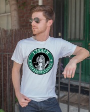 Teacher First Coffee Classic T-Shirt lifestyle-mens-crewneck-front-2