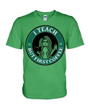 Teacher First Coffee V-Neck T-Shirt tile
