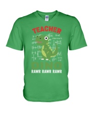 Teacher Dino V-Neck T-Shirt tile