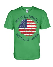 Physical Ed Teacher American V-Neck T-Shirt tile