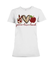 Teacher Peace Love Premium Fit Ladies Tee tile