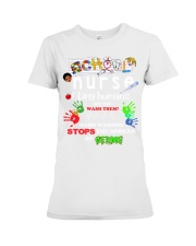 School Nurse Tiny Human Premium Fit Ladies Tee tile