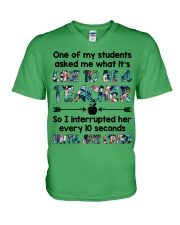 Teacher Like Until She Cried V-Neck T-Shirt tile