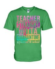 Teacher Straight Quarantine V-Neck T-Shirt tile