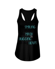 I'm smiling under the mask Ladies Flowy Tank tile