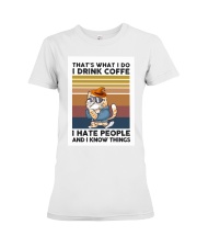 Cat Drink Coffe Premium Fit Ladies Tee tile