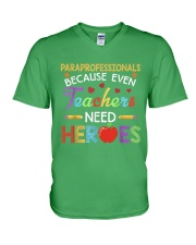 Paraprofessional Teacher Heroes V-Neck T-Shirt tile