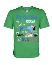 Quilting Happy Place V-Neck T-Shirt tile