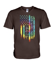 Nurse Live Love Flag V-Neck T-Shirt tile