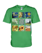 Art Van Gogh Painting Grid V-Neck T-Shirt tile