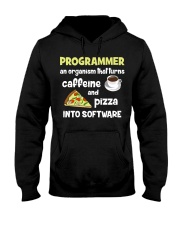 Turns caffeine and pizza into software Hooded Sweatshirt thumbnail