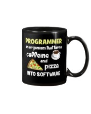 Turns caffeine and pizza into software Mug front