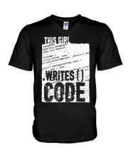 This girl writes code V-Neck T-Shirt thumbnail