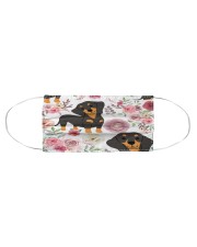 DACHSHUND WITH ROMANTIC FLOWERS Cloth face mask aos-face-mask-coverlet-lifestyle-front-01