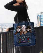 English Bulldog Life Is Better Tote Bag All-over Tote aos-all-over-tote-lifestyle-front-05