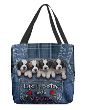 St Bernard Life Is Better All-over Tote back