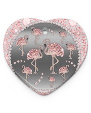 Pink Flamingos - Circle Ornament Heart Ornament (Porcelain) tile