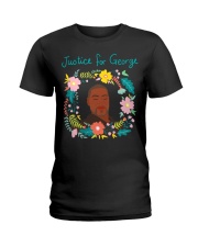 Justice for George Floyd Floral Wreath Ladies T-Shirt tile