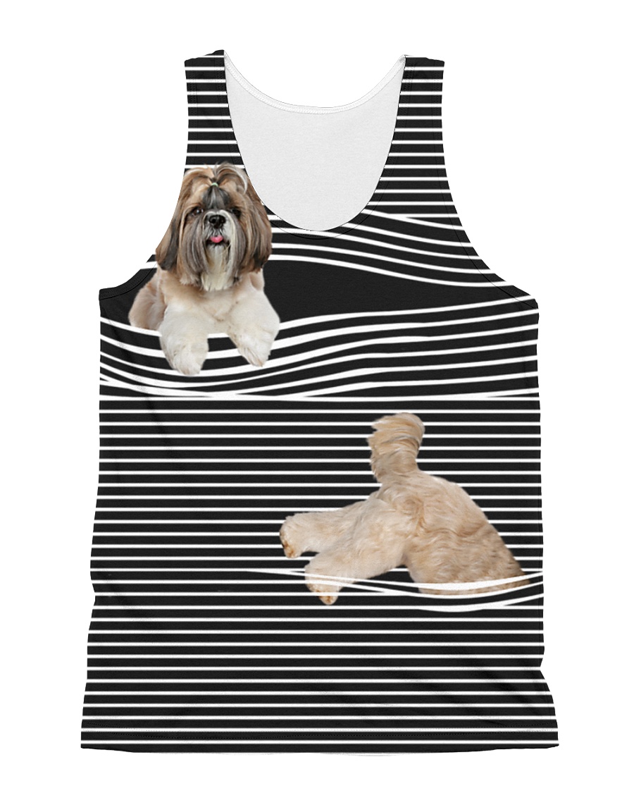 Shih Tzu Striped All-over Unisex Tank