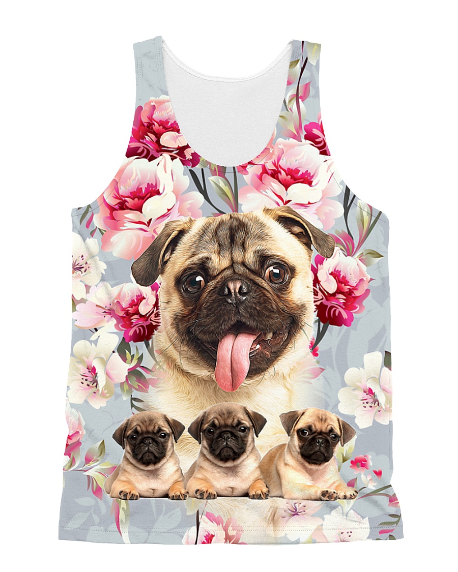 Pug Flower 2104 All-over Unisex Tank
