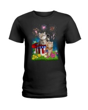 Cat USA Firework 0706 Ladies T-Shirt thumbnail