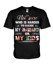 Not sure who is harder to raise my husband or my k V-Neck T-Shirt thumbnail