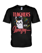 Teachers are llamazing V-Neck T-Shirt thumbnail