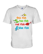 One fish two fish red fish blue fish V-Neck T-Shirt thumbnail