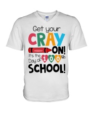 GET YOUR CRAYON IT'S THE 100TH DAY OF SCHOOL V-Neck T-Shirt thumbnail