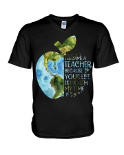 I BECAME A TEACHER BECAUSE YOUR LIFE IS WORTH V-Neck T-Shirt thumbnail