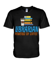 LIBRARIAN POWERED BY COFFEE V-Neck T-Shirt thumbnail